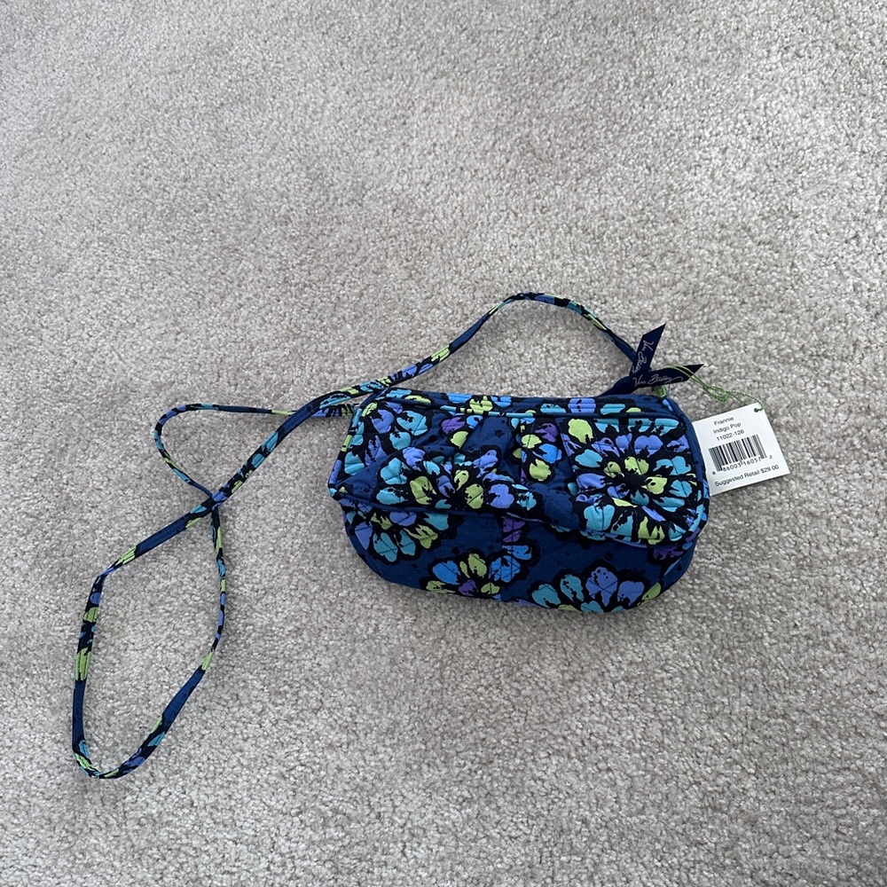 Vera Bradley Blue Floral Crossbody with Green Accents